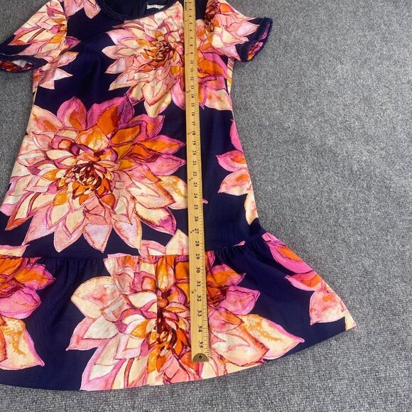 Trina Turk Dress Womens 10 Blue Floral Drop Waist Resort Embellished - Picture 11 of 13